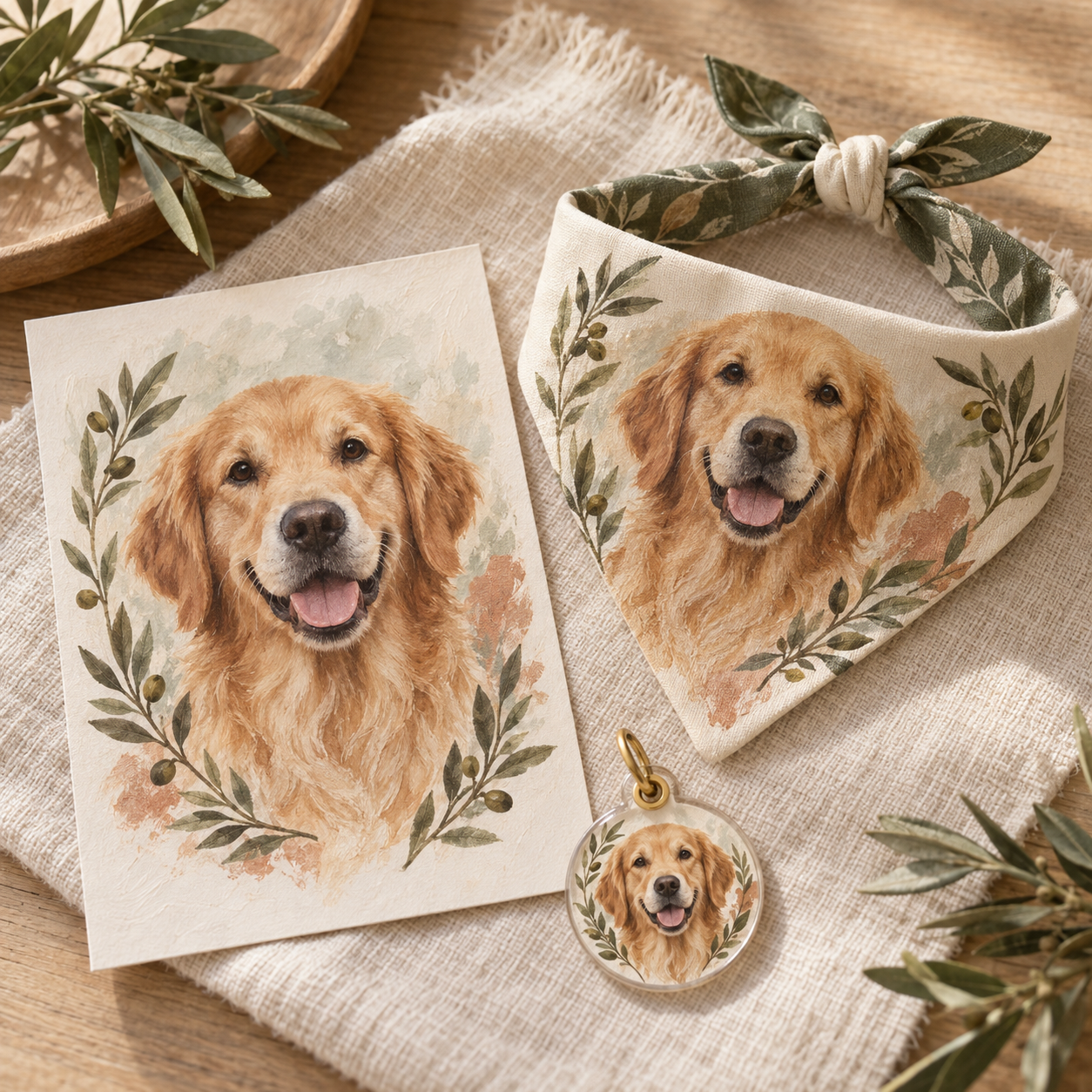 Custom pet portrait gift set